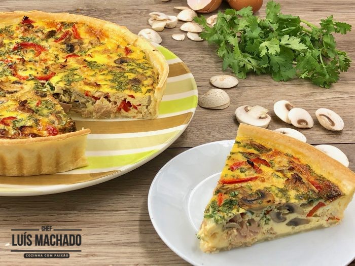 Quiche de atum com cogumelos
