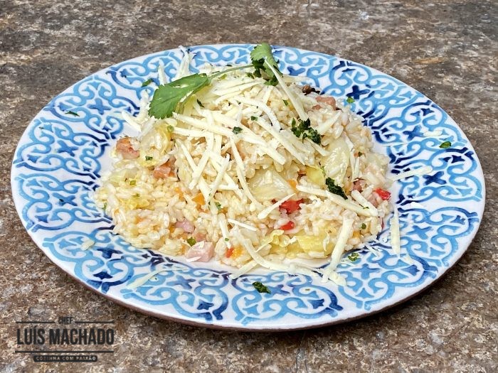 Arroz cremoso com sabores do campo